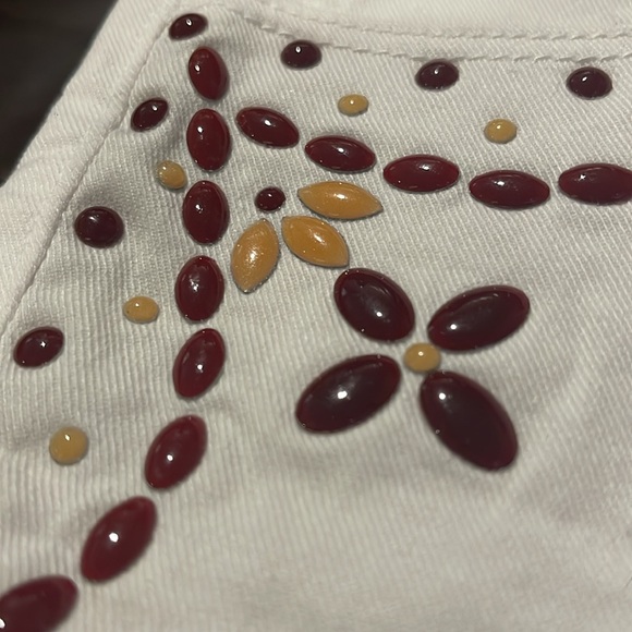 H&M White Denim Size 2 Shorts with Brown and Tan Embellishments - Picture 6 of 6